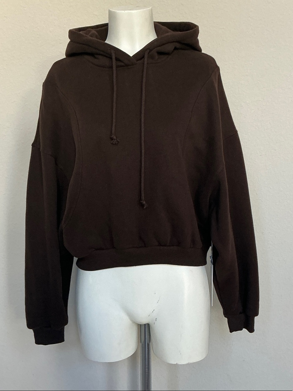 Lazy Sunday Brown Crop Batwing Hooded Sweatshirt